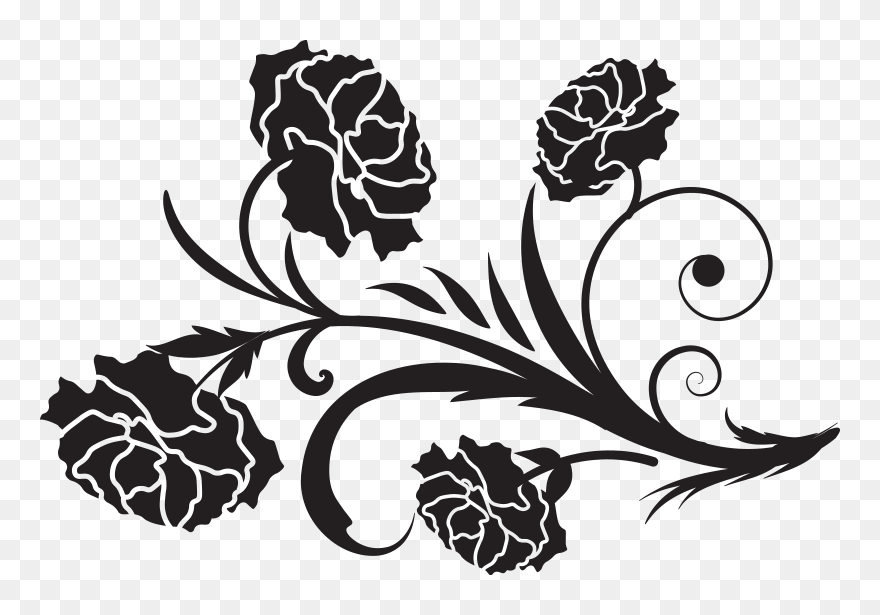 Nelken Umriss Blumen Wandtattoo - Illustration Clipart