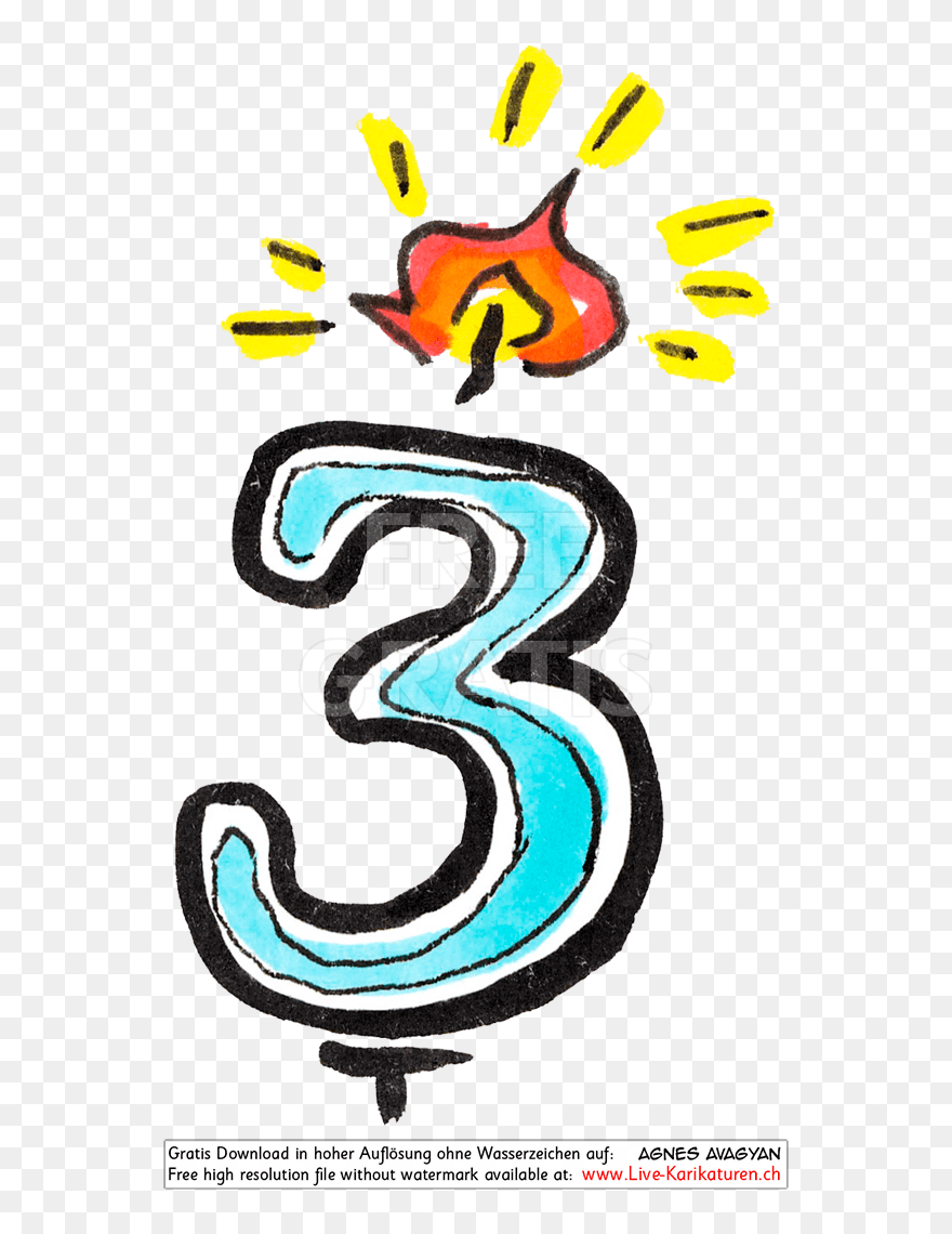 Jahre, Ziffer, Zahl, Kerze, Gezeichnet, Geburtstag, - Illustration Clipart