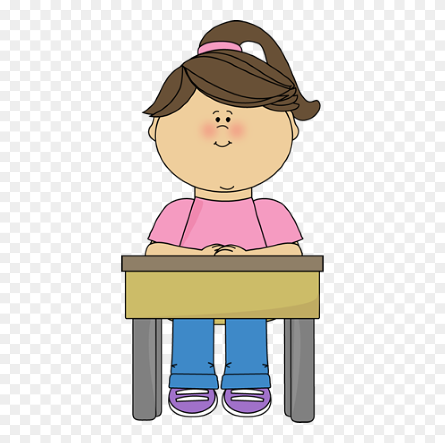 Student Sitting At A Desk Clipart - Png Download