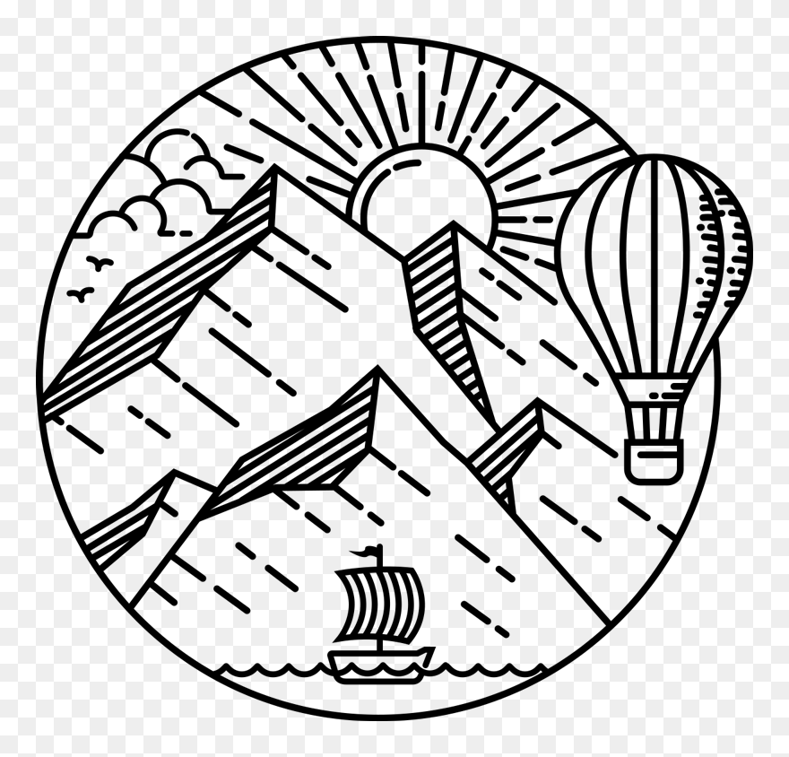 Sonne Und Berge Nordischer Stil Wandaufkleber - Illustration Clipart