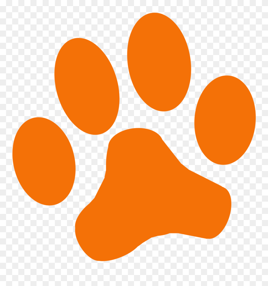 Dog Cat Tiger Clip - Orange Dog Paw Print - Png Download