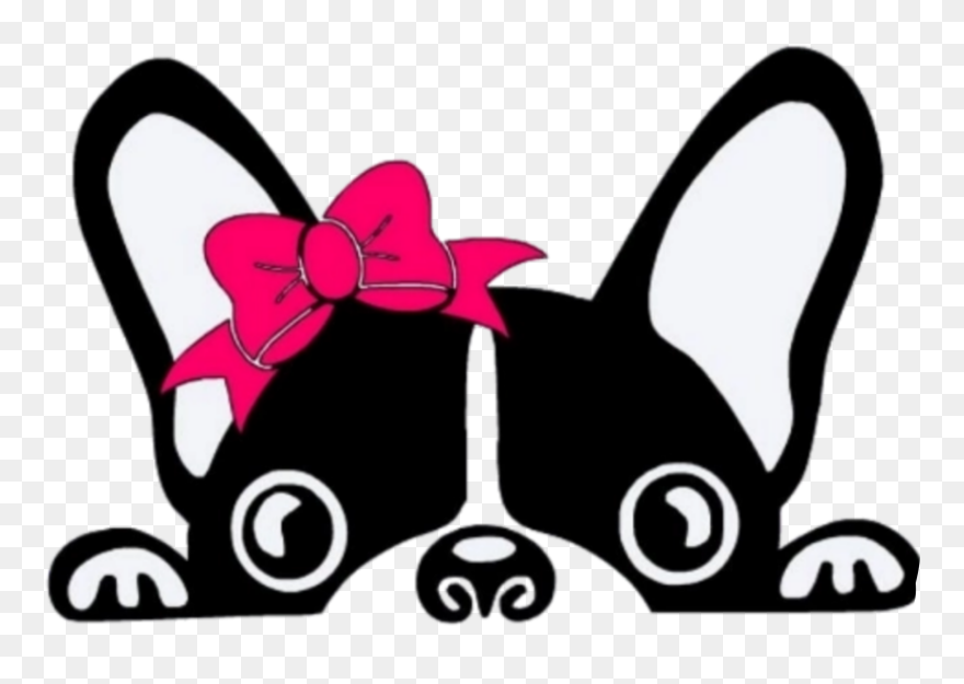 ####girly #cute #sticker #pink #love #heart #flower - French Bulldog Peeking Clipart