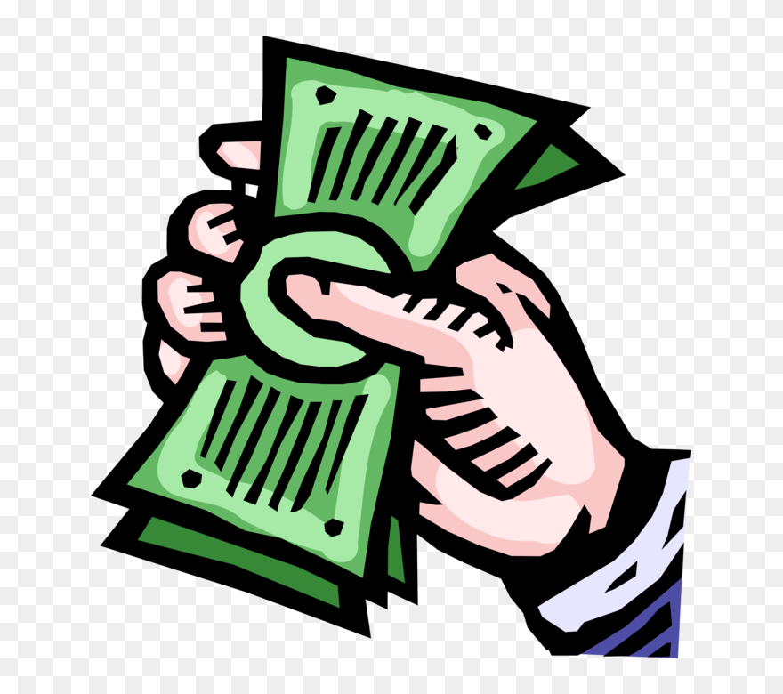 Vector Illustration Of Hand Grasps Cash Dollar Bill - Bargeld Clipart - Png Download