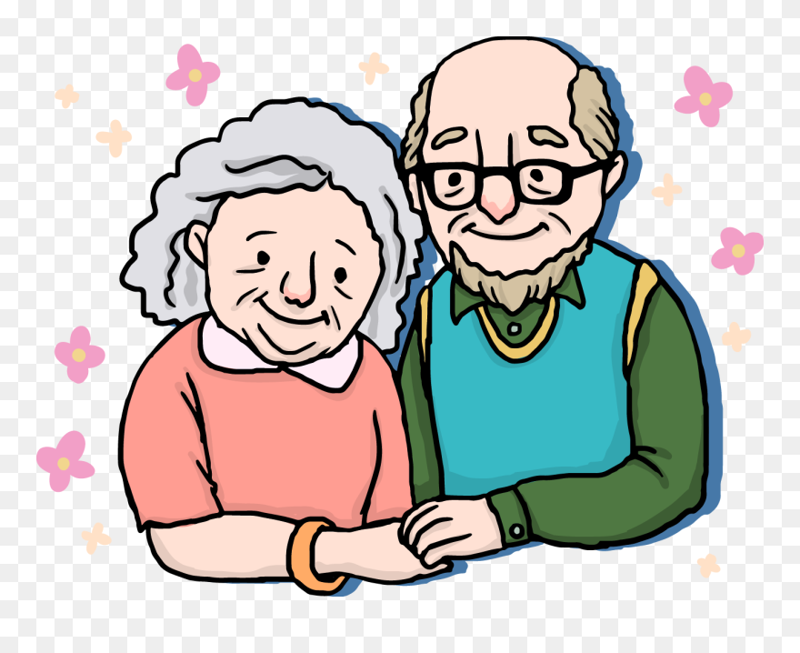 Fingers Drawing Happiness - Old Age Couple Drawing Clipart