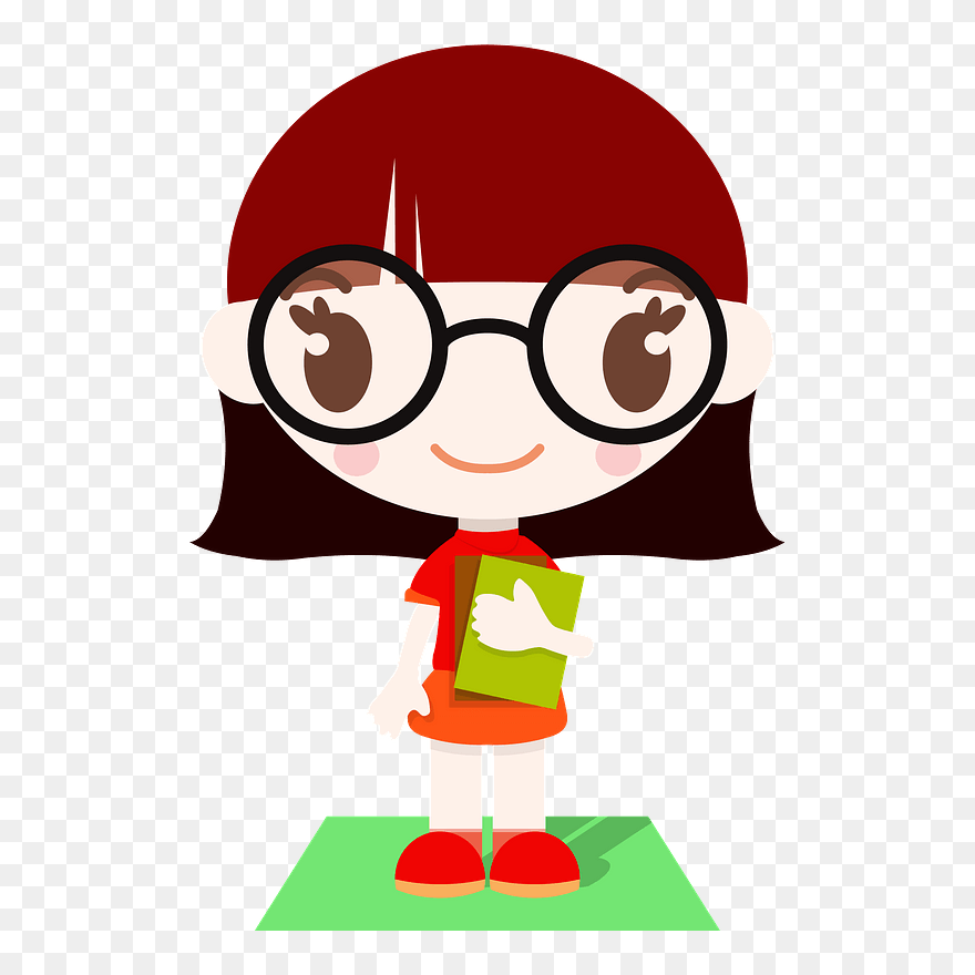 Schoolgirl Clipart - Girl Wearing Glasses Clipart - Png Download