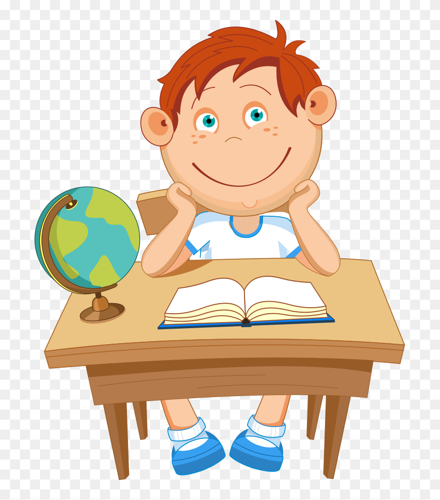 Transparent Teacher Table Clip Art - Ребенок За Столом Рисунок - Png Download