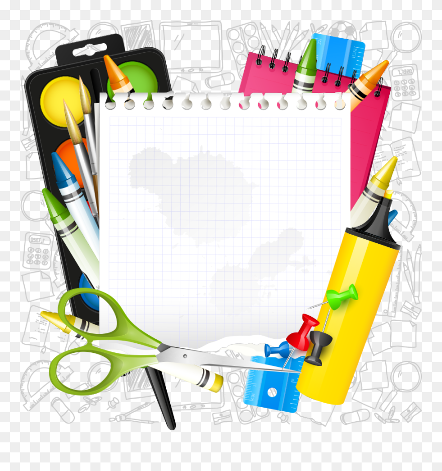 Cartoon School Supplies Background Clipart