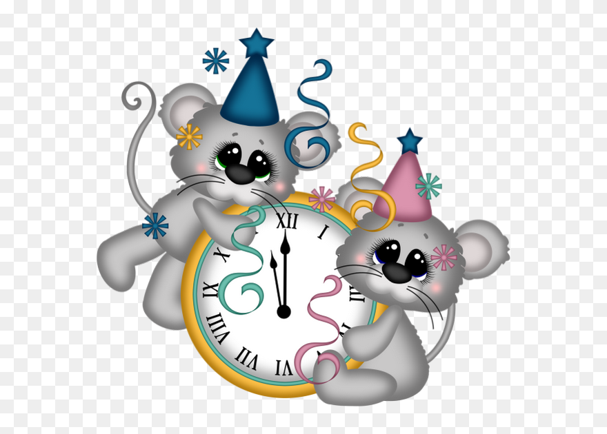 Horloge St Sylvestre, Minuit - New Year Animated Cats Clipart