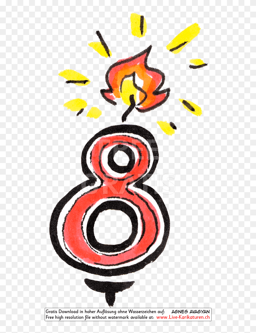 Jahre, Ziffer, Zahl, Kerze, Gezeichnet, Geburtstag, - Illustration Clipart