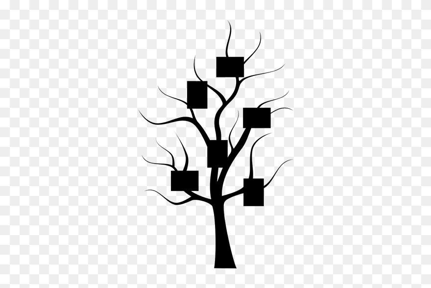 Wandtattoo Baum Mit Bilderrahmen Zusatzfarbe - Silhouette Clipart