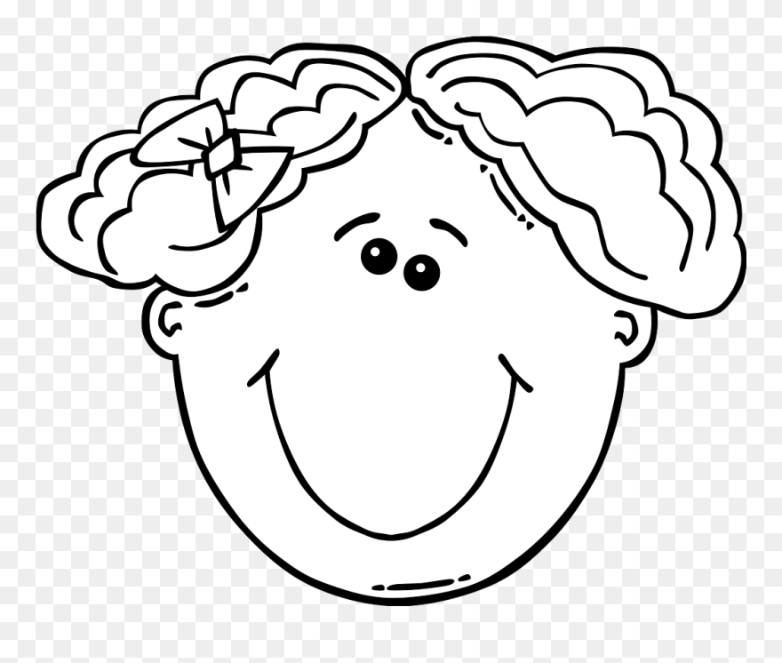 Smiling Girl Face Outline Svg Clip Arts - Kid Happy Face Cartoon - Png Download