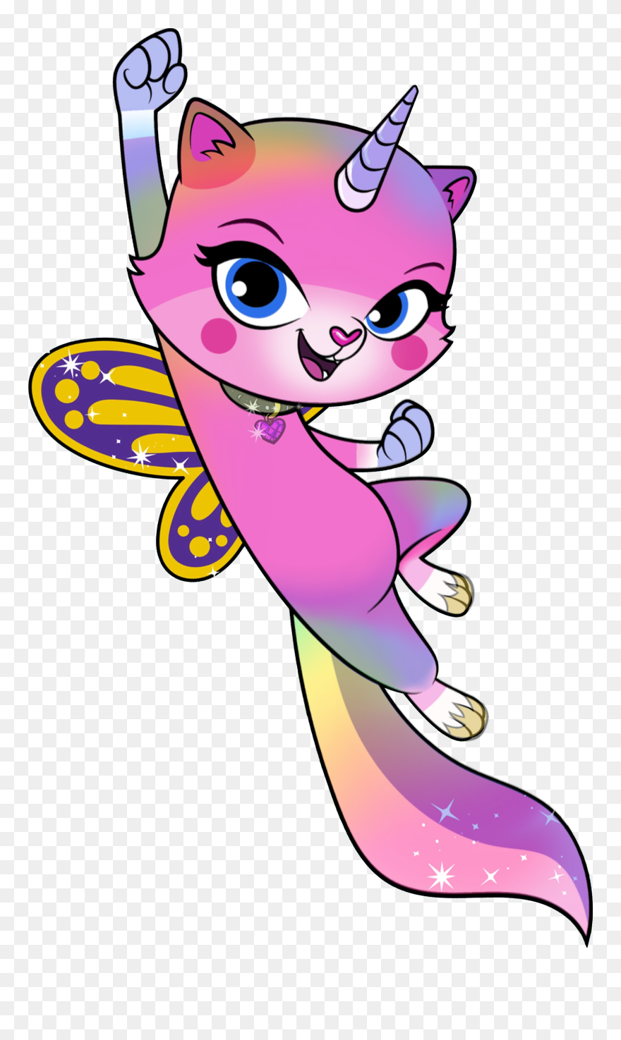 Rainbow Butterfly Unicorn Kitty Characters Clipart