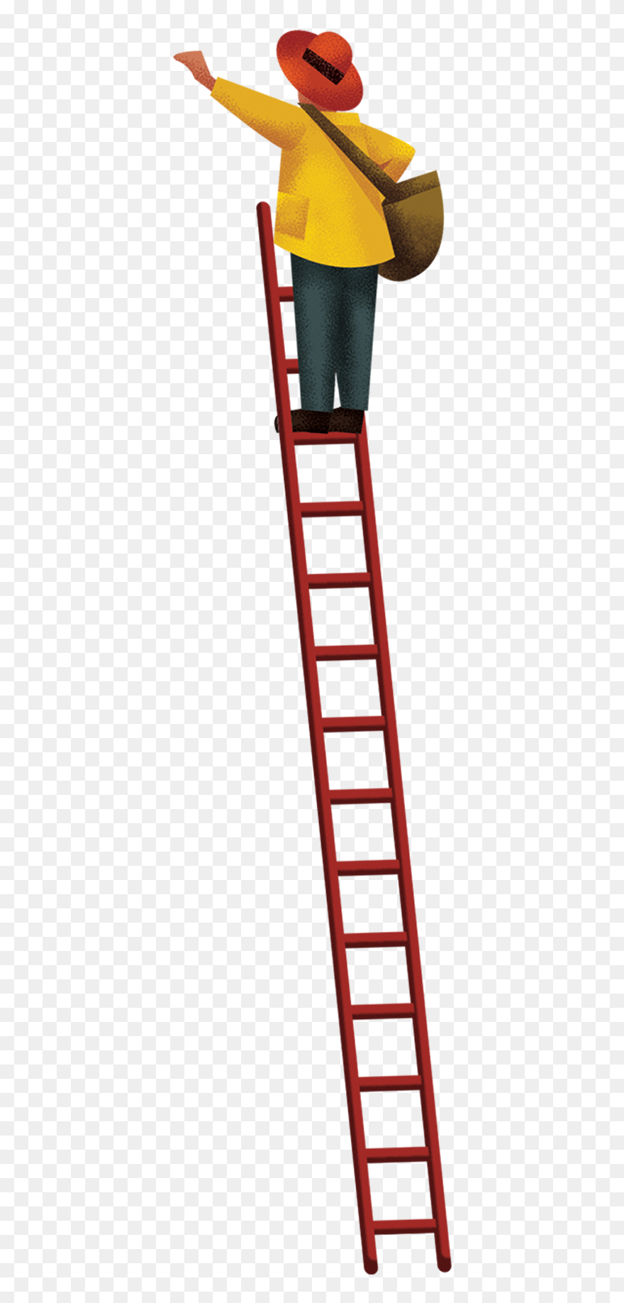 Ladder Clipart Line Art - Man On Ladder Png Transparent Png