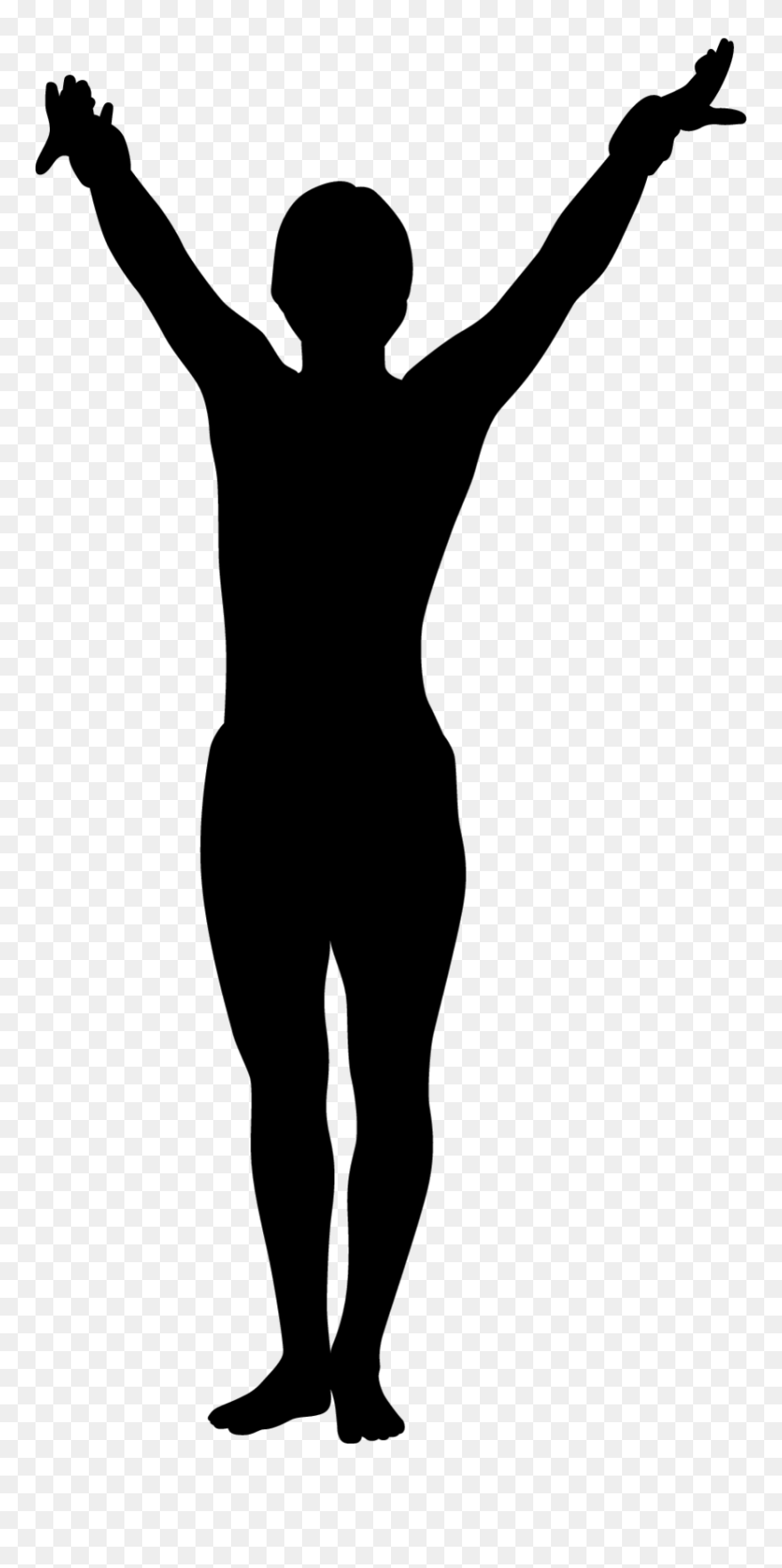 Gymnastics Floor Silhouette Tumbling Cheerleading - Gymnast Salute Clipart - Png Download