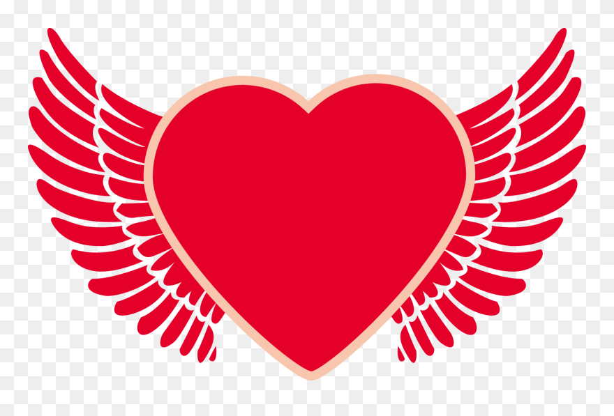 Cartoon Heart Angel Wings Png Download - Heart With Wings Png Clipart