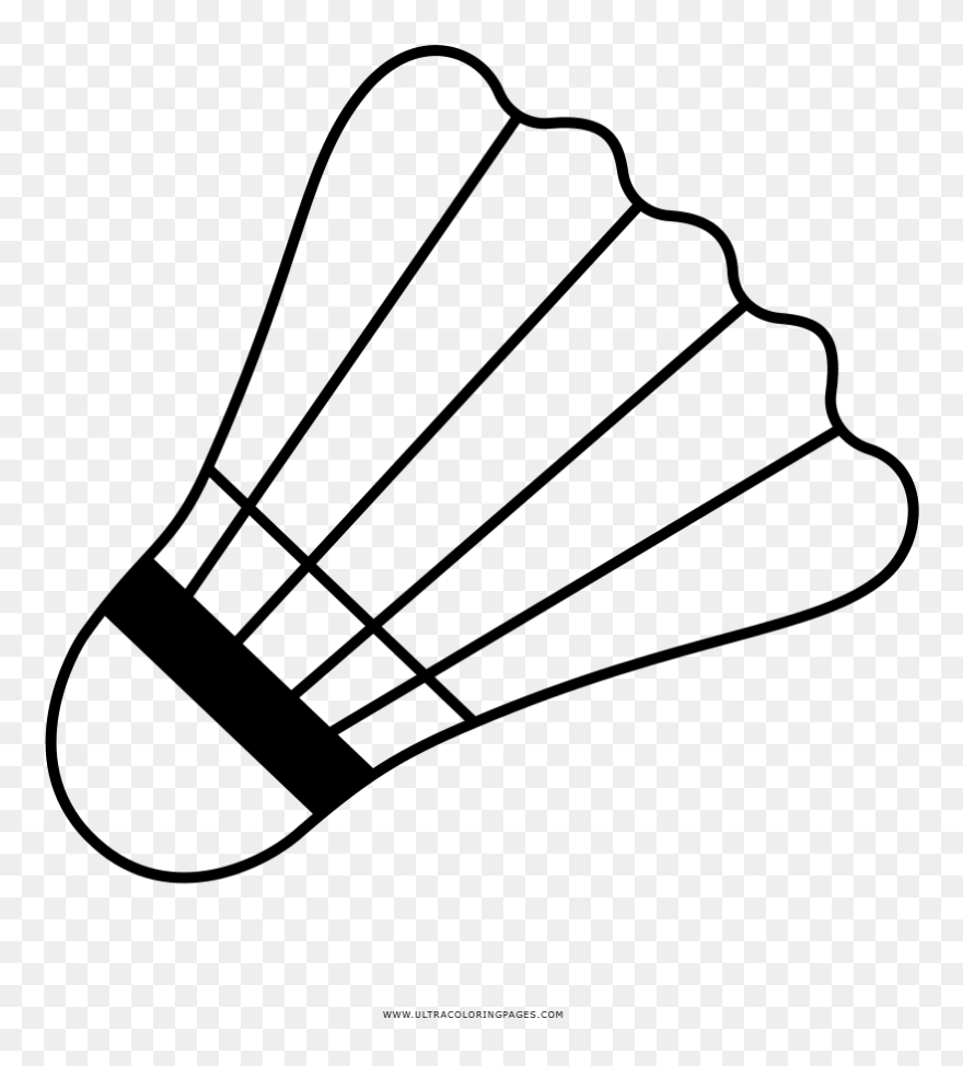 Shuttlecock Coloring Page - Badminton Shuttle Clipart Black And White - Png Download