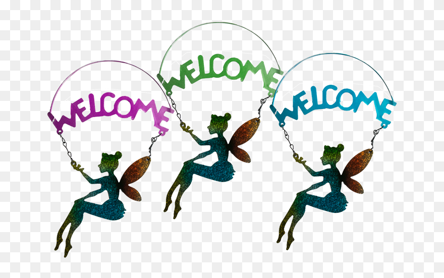 Metal Fairy Garden Welcome Sign - Cartoon Clipart