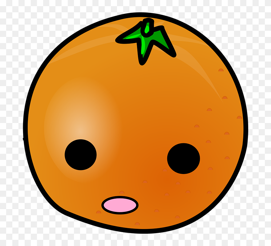 Transparent Cute Food Clipart - Cartoon Orange With A Face - Png Download