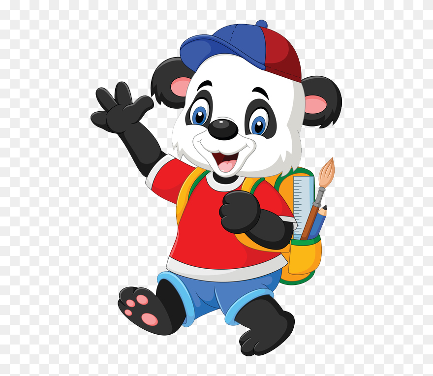 School Panda Bear Cartoon Clipart