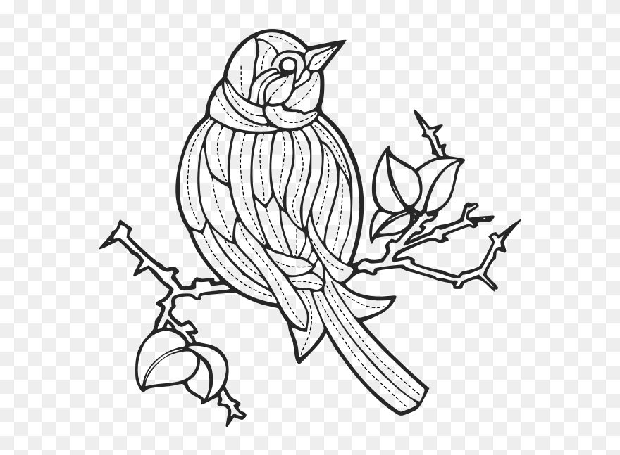 Vector Image Of A Bird With Embroidery Pattern - Bird Pattern Drawings Clipart