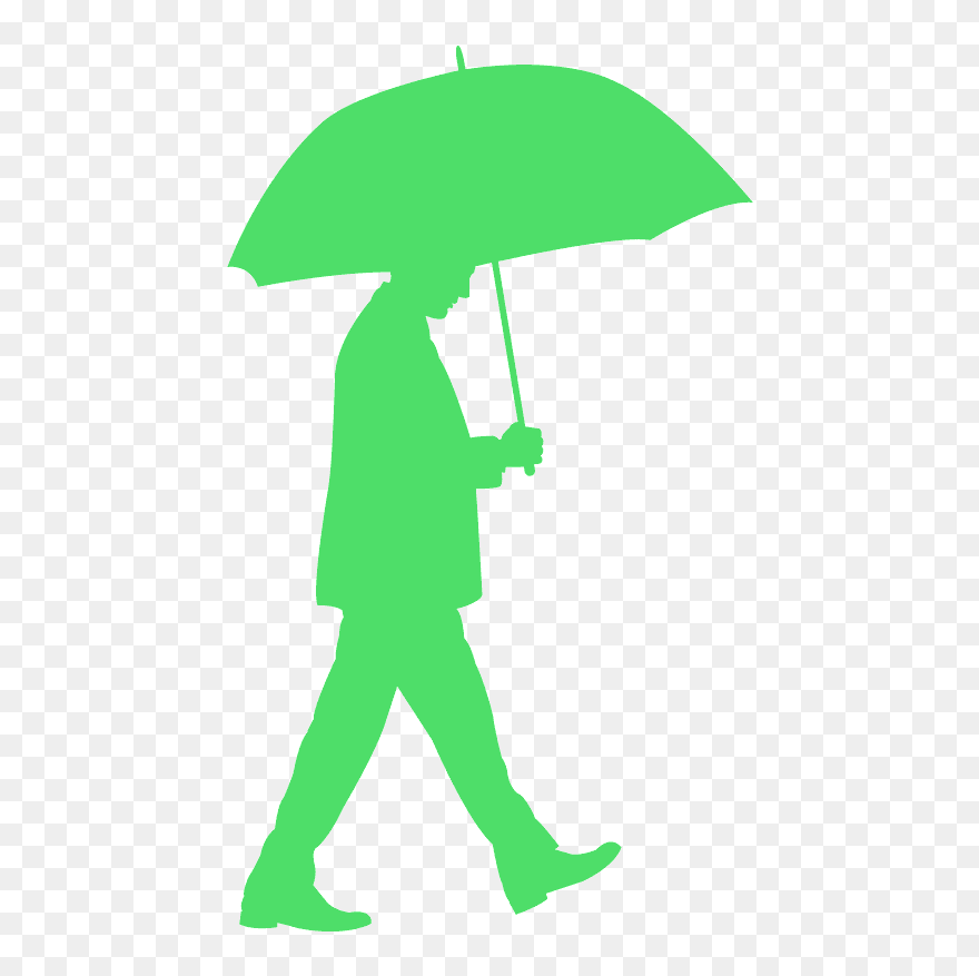 Man With Umbrella Silhouette Clipart