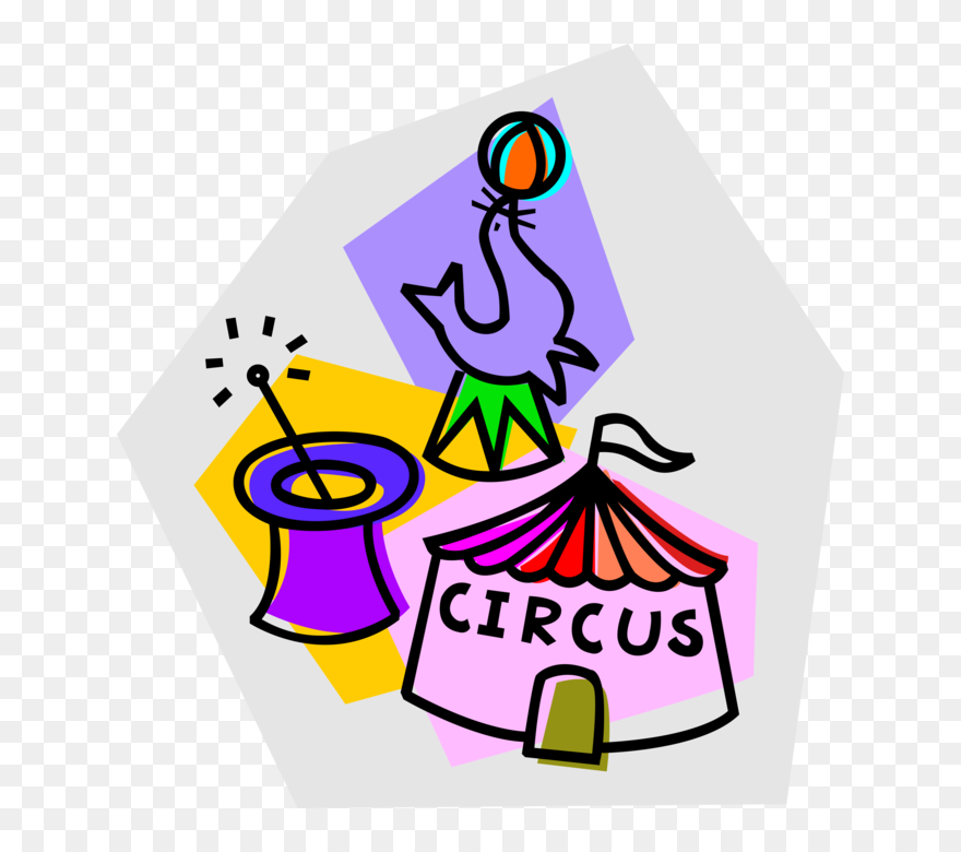 Vector Illustration Of Big Top Circus Tent With Trained Clipart