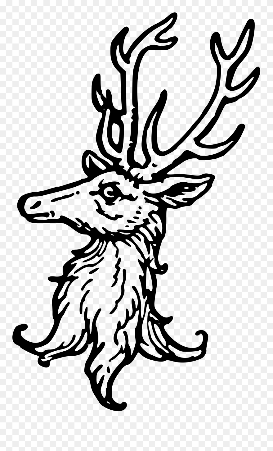 Stag Vector Medieval - Deer Head Coat Of Arms Clipart