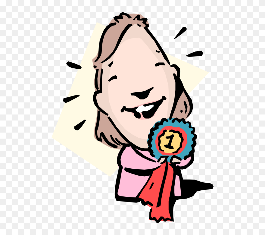 Vector Illustration Of A-1 Idiom Businesswoman Wins Clipart