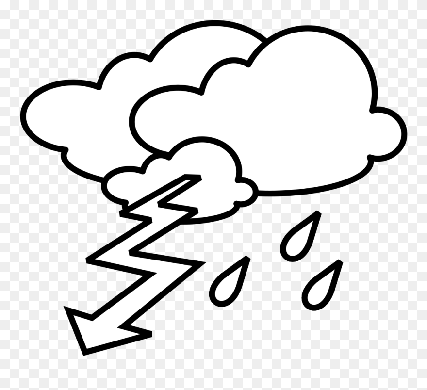 Thunderstorm Clipart Black And White - Png Download