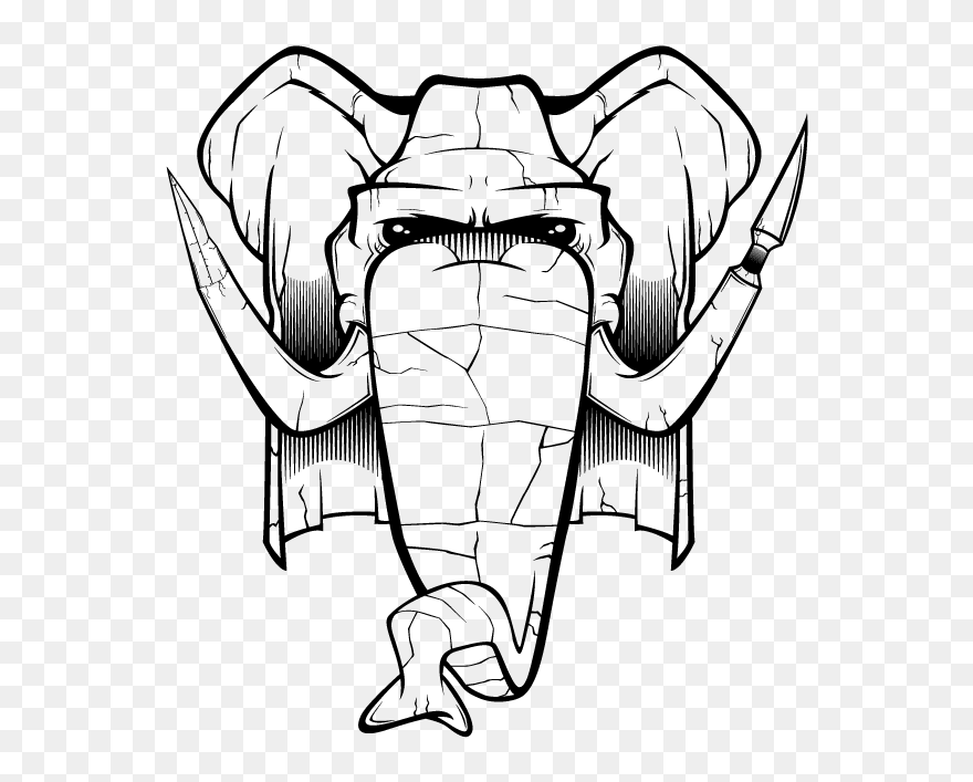 Drawing Elephants Mouth - Sketch Clipart