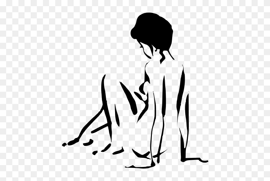 Female Silhouette Sitting Clipart