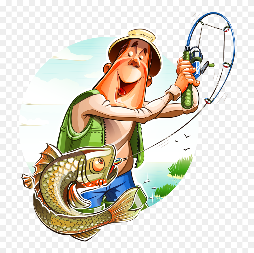 Fishing Clipart Illustration - Fisherman Clipart - Png Download