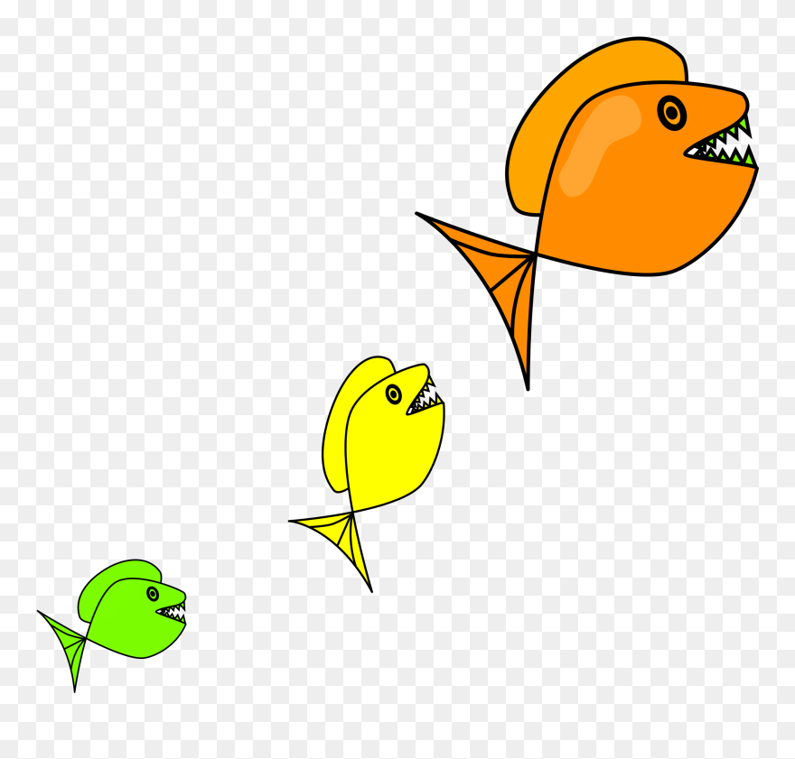 Mainstream Small Fish Clipart - Small Medium Large Fish - Png Download