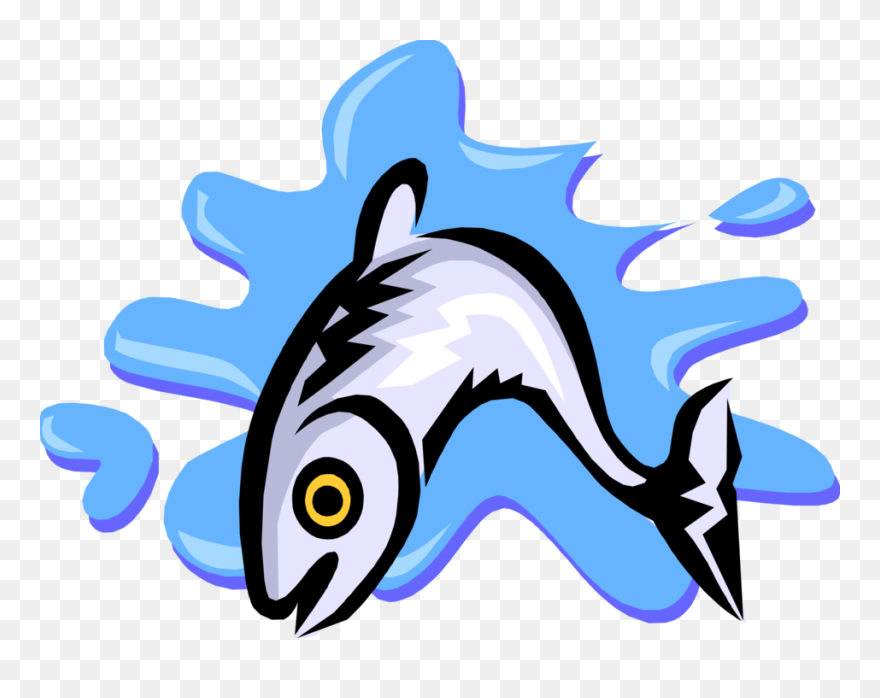 Hd Vector Illustration Of Fish Jumping Out Of Water - Fish Jumping Clipart - Png Download