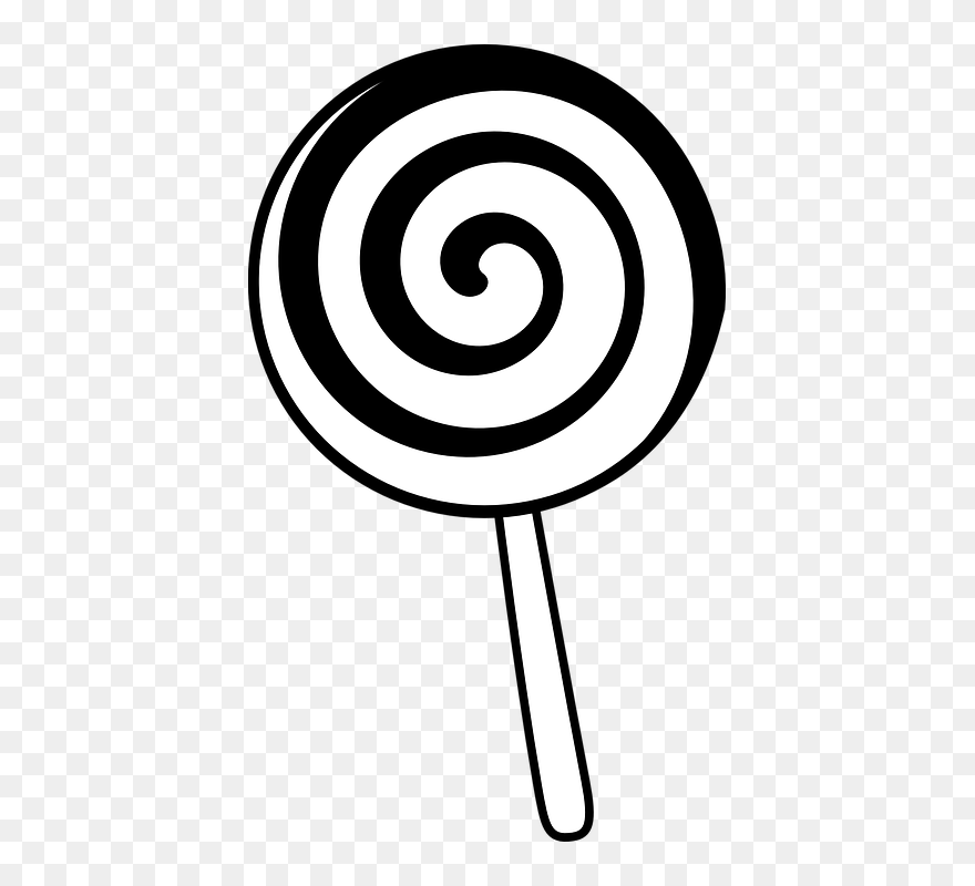 Black And White Candy Clipart 101 Clip Art - Lollipop Black And White - Png Download