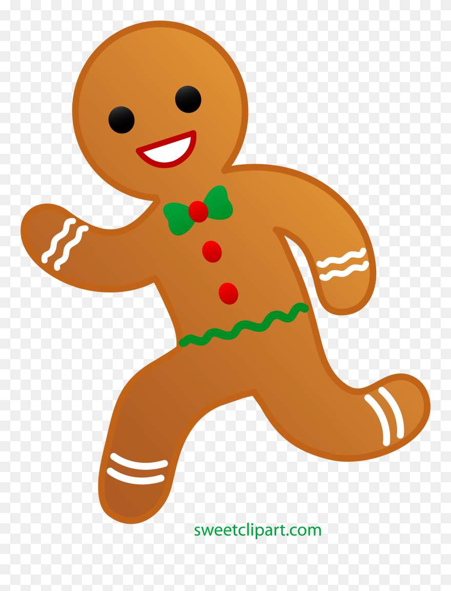 Gingerbread Man Biscuits Clip Art - Running Gingerbread Man Clipart - Png Download