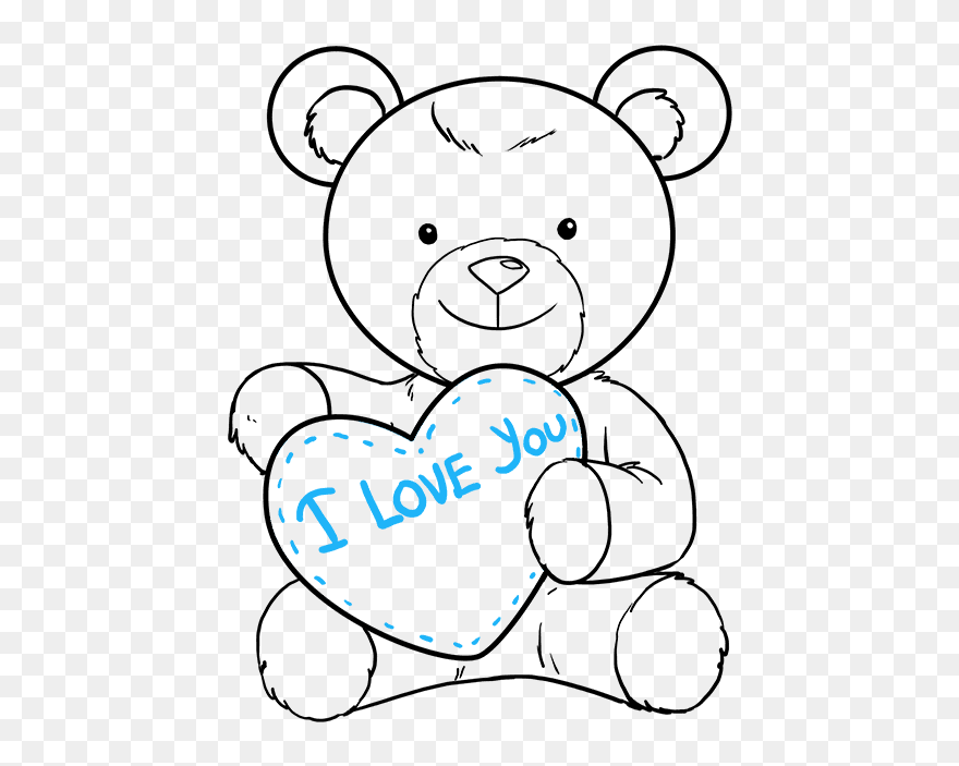Drawing Pandas Heart - Easy Drawing Of A Teddy Bear Clipart