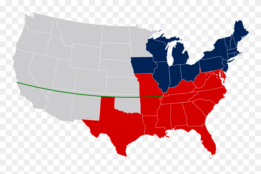 Missouri Compromise Political Cartoon Clipart - Missouri Compromise Line On Us Map - Png Download