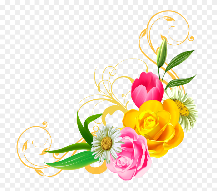 Flowers Png File - Colour Corner Design Png Clipart