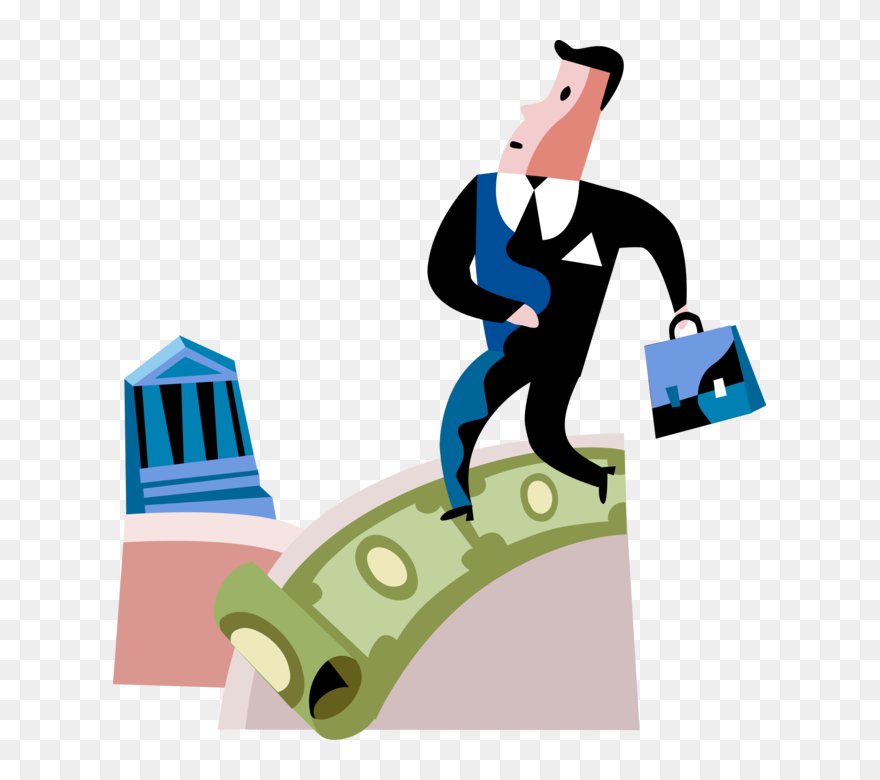 Vector Illustration Of Businessman Walks Sidewalk Paved Clipart