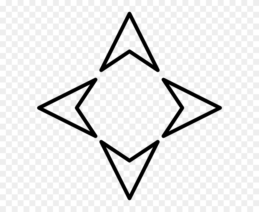 Arrows, Wind Rose, Simplenorth, South, West, East - Arrows In 4 Directions Clipart