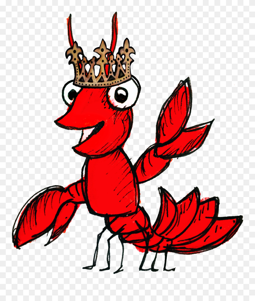 Crawfish With Crown Clipart