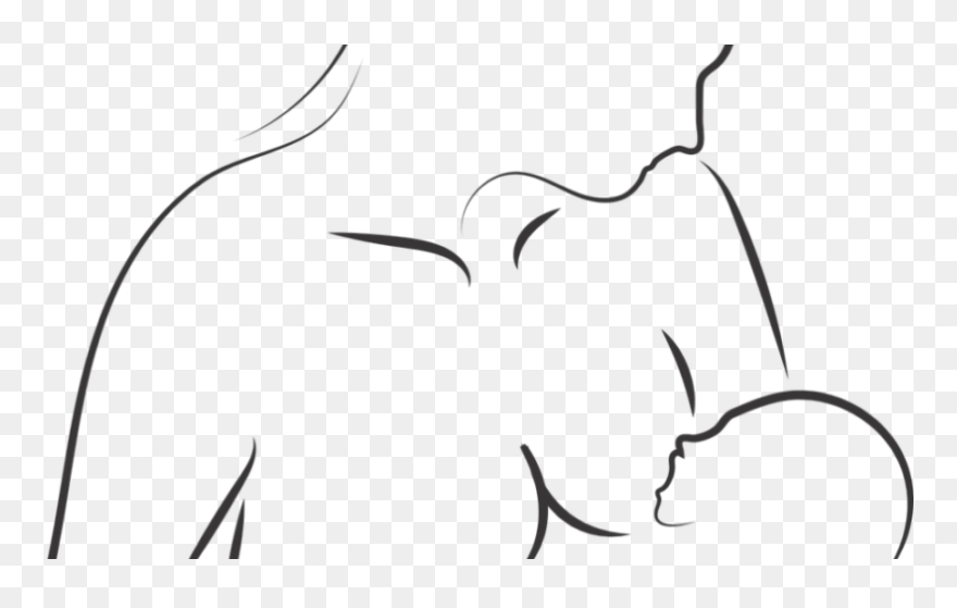 Black And White Outline Of A Woman Breastfeeding An - Breastfeeding Clipart
