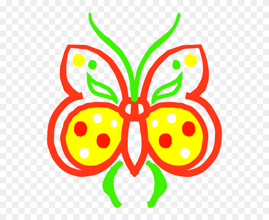 Drawing, Pattern, Butterfly, Colors, Wings, Art, Insect - Farfalla Stilizzata Png Clipart
