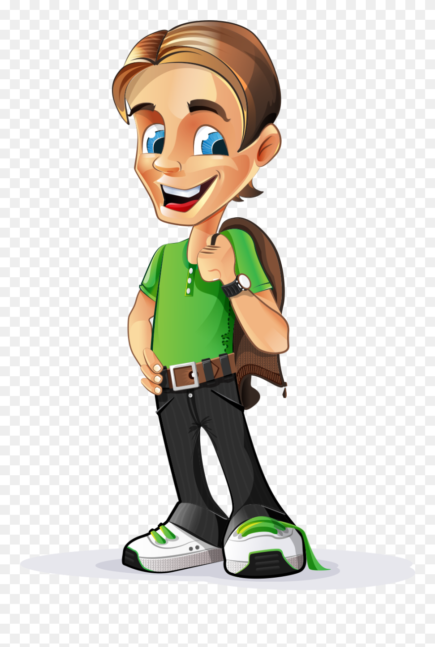 High School Teacher Clipart Image Black And White Library - High School Boy Cartoon - Png Download