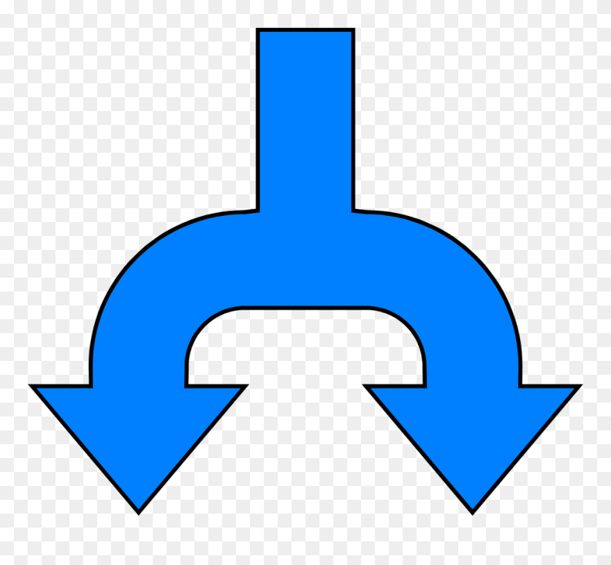 Education Clipart Right - Split Arrows Downward - Png Download