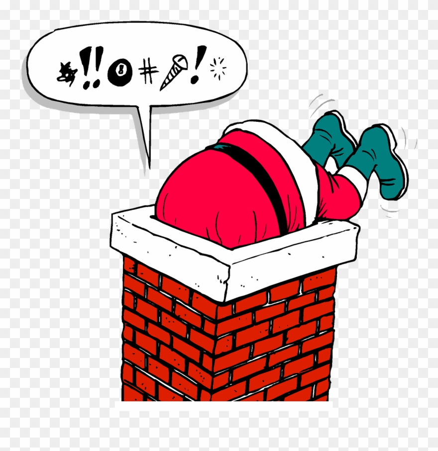 Santa Down A Chimney Clipart