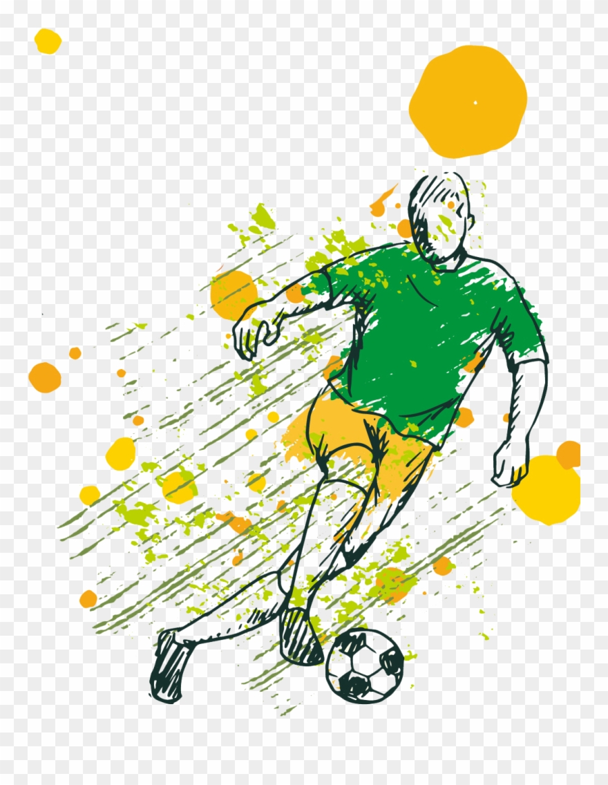 Soccer Game Background With Player Free Vector Vector, - Sports Player Vector Png Clipart