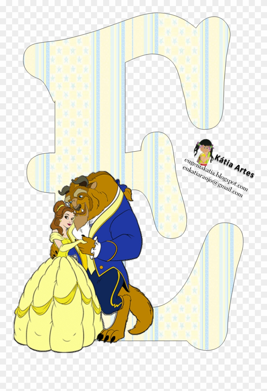 Alfabeto Disney, Disney Letters, Beauty And The Beast - Feliz Cumpleaños De La Bestia Y Bella Clipart