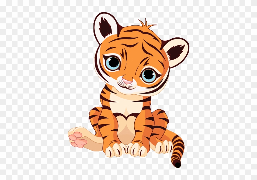 I Love Shopping, Going To The Spa, Eating Healthy, - Cute Cartoon Tiger Cub Clipart